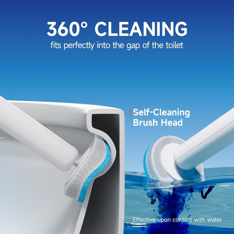 CTIME Disposable Toilet Brush Family Set Includes 60 Brush Heads, a Stylish Brush Handle, an Automatically Opening Replacement Brush Head Storage Box. Suitable for Bathrooms, Toilets and RVs - Image 3